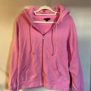 J.Crew full zip oversized hoodie sweatshirt in pink.